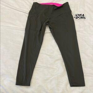 Love & Sports olive and hot pink leggings NWT women’s XL